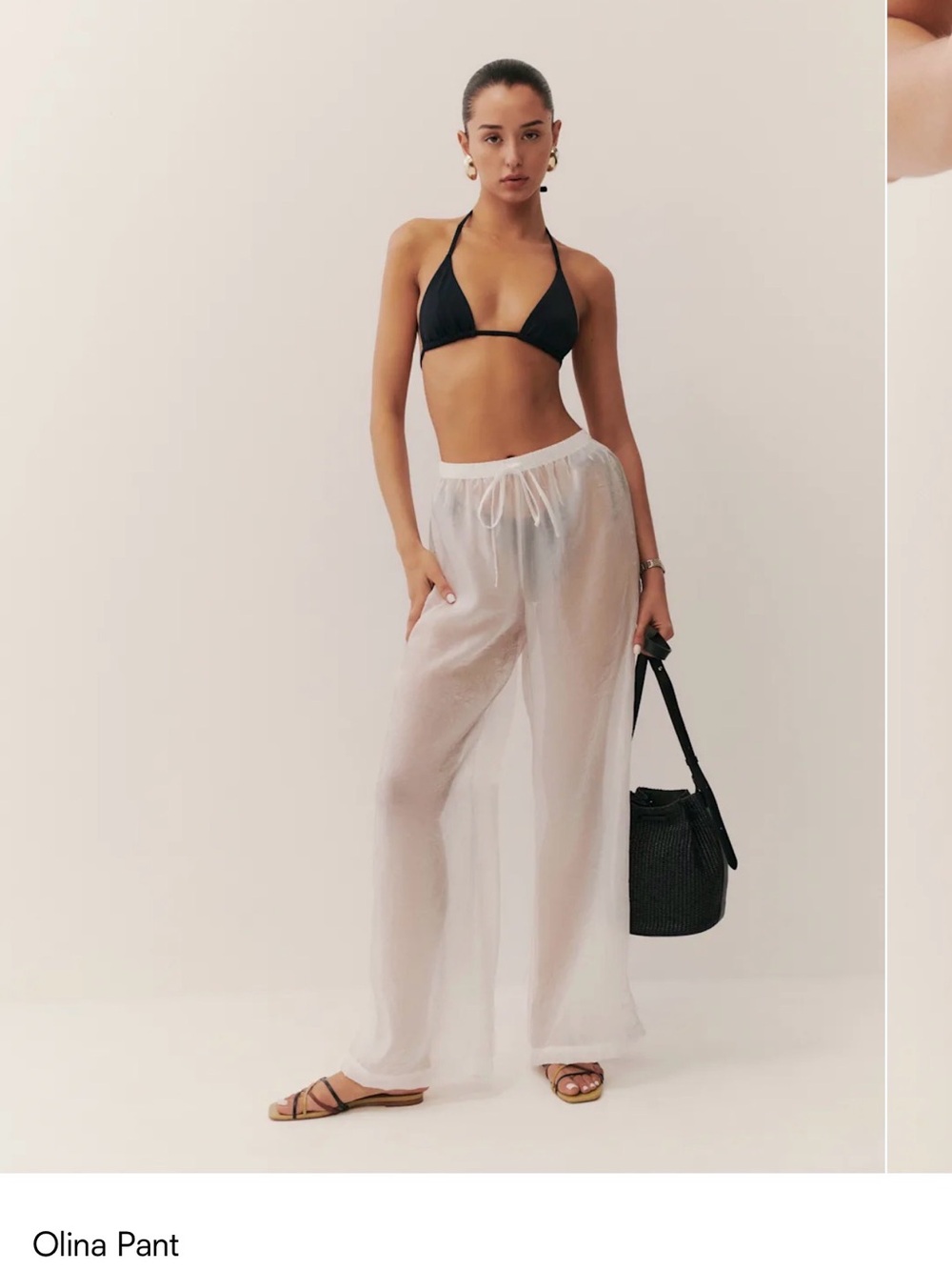 Reformation Olina Sheer Wide-Leg Pant - White